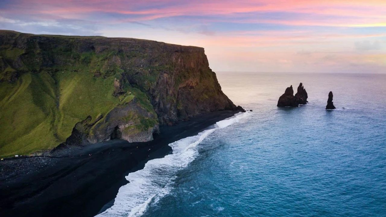 Black sand beach