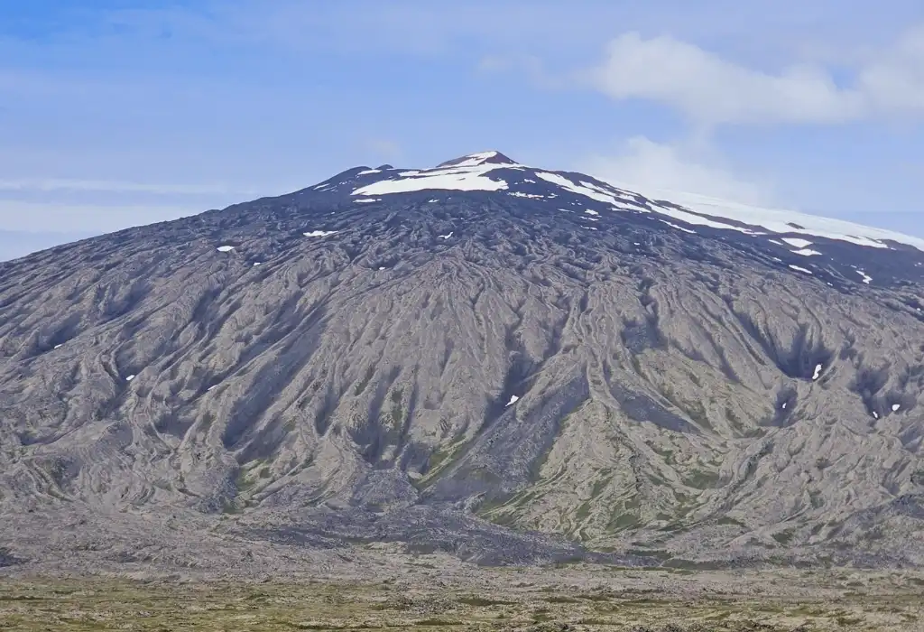 Mountain peak covered with Ice at Snæfellsnes Peninsula in Iceland